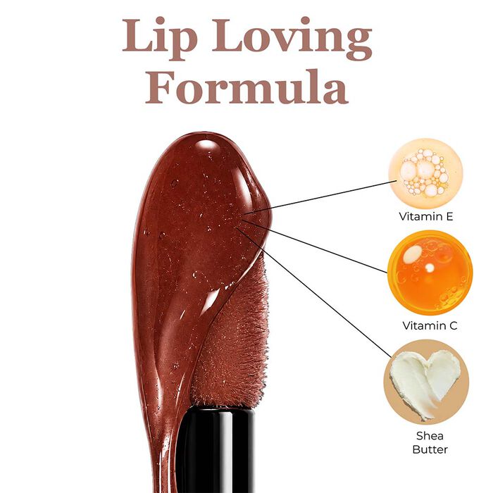 Hot Kiss Brown Sugar Lip Plumper formula enriched with Vitamin E, Vitamin C, and Shea Butter